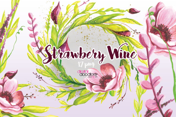 Discover the Charm of Strawberry Wine Floral Graphics
