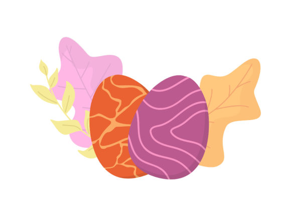 Easter Egg Orange Purple Floral Vector