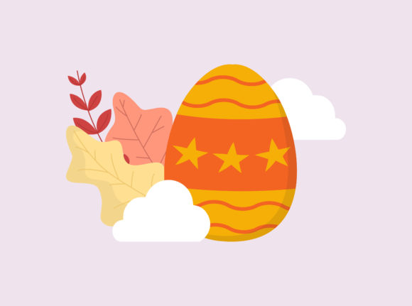 Easter Egg Yellow Floral Cloud Vector: A Versatile Design Element
