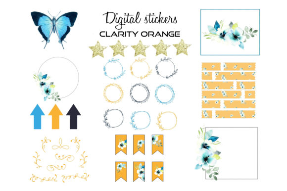 Enhance Your Digital Planning with Floral - Frames Orange Digital Stickers
