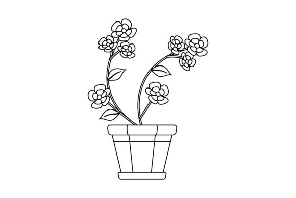Flower Pot Floral Outline: A Versatile Design